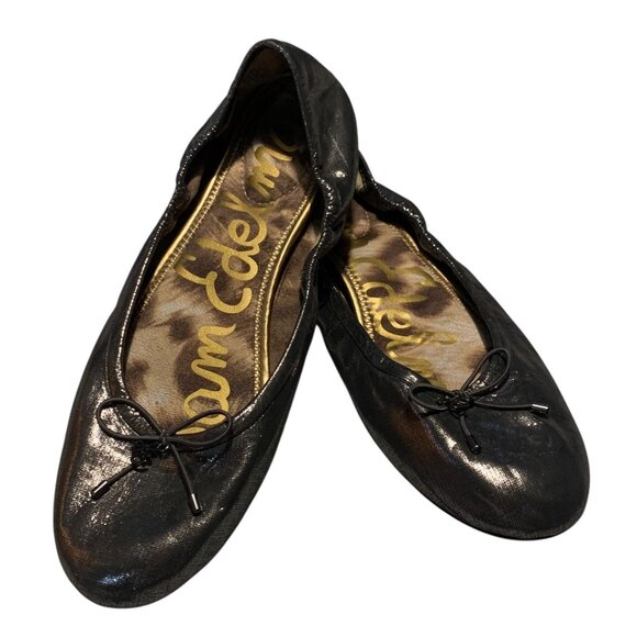 SAM EDELMAN Pewter Gray Felicia Bow Accent Women's Ballet Flats 9.5M - Picture 1 of 8